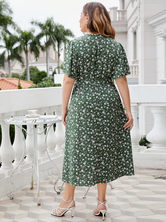 The Perfectly Plus Size Mid Green Floral Dress