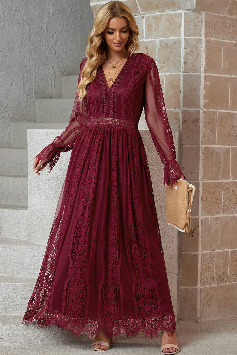 The Long Sleeved Lace Maxi