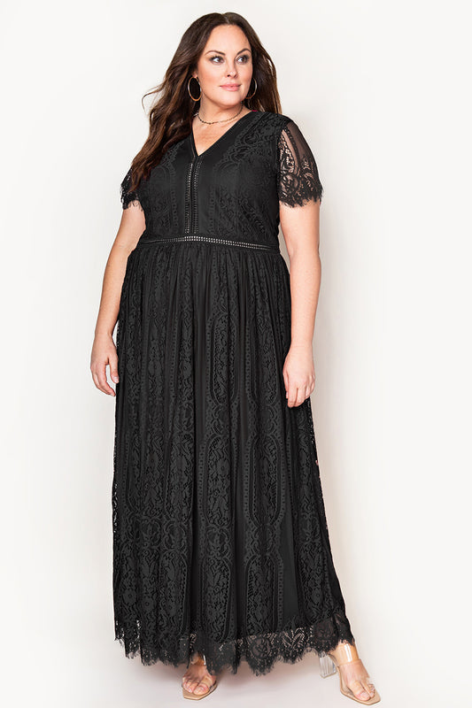 The Intricate Black Lace Maxi Dress