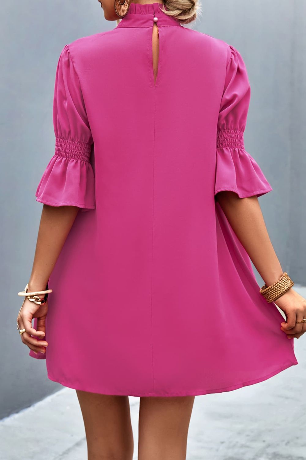 The Pink Frill Neck Dress