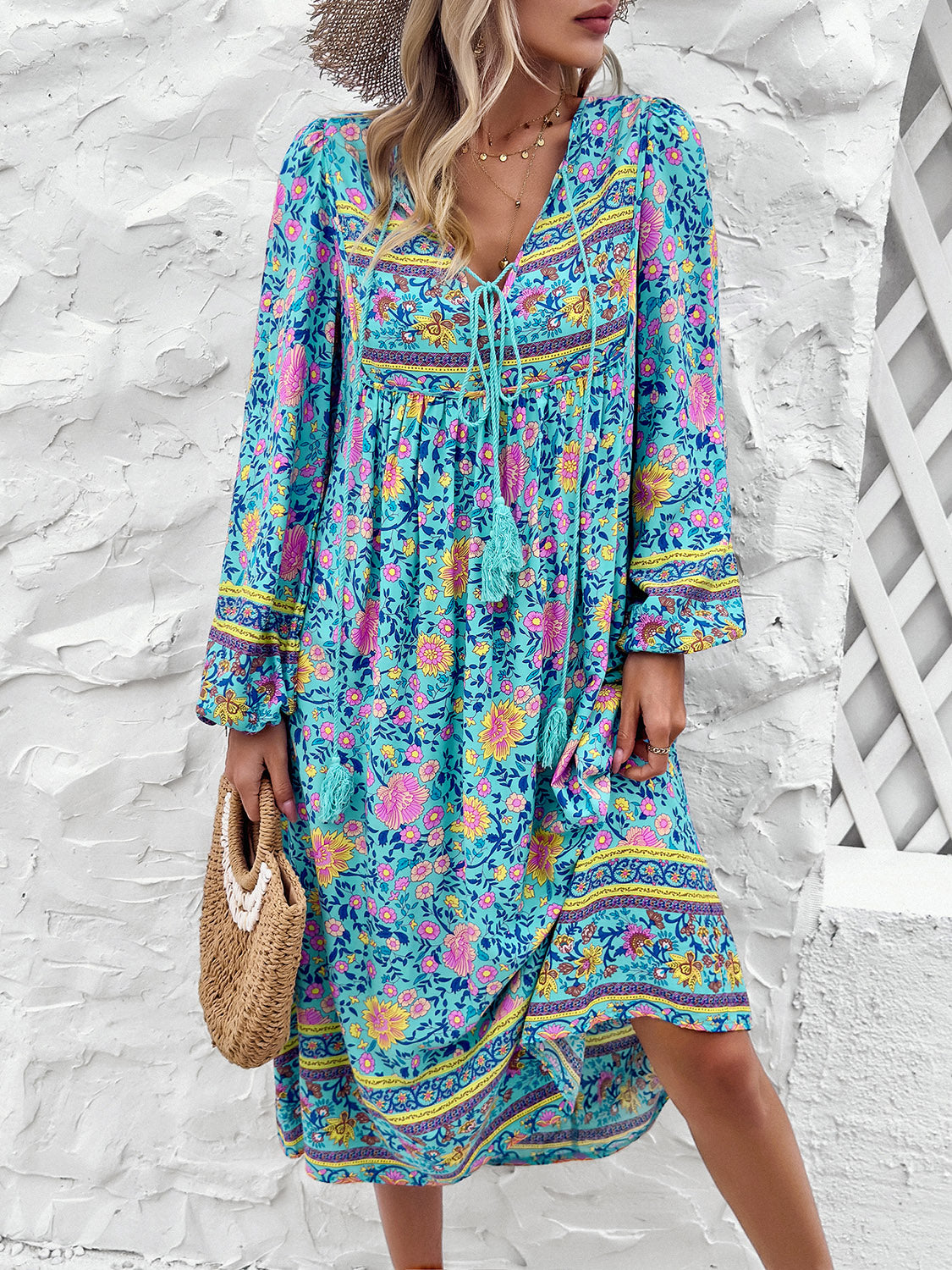 The Boho Tassel Long Sleeve Dress