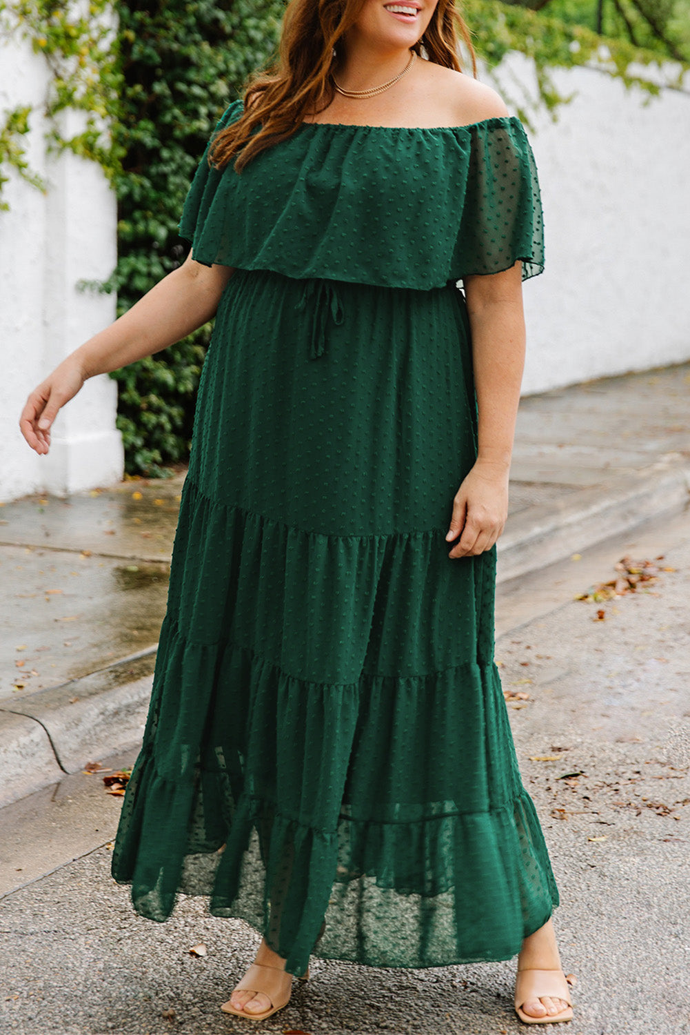 The Swiss Dot Off-Shoulder Tiered Dress