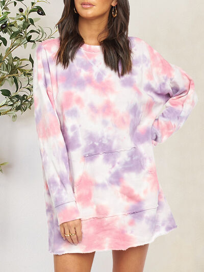 The Tie-Dye Round Neck Dropped Shoulder Tee Dress