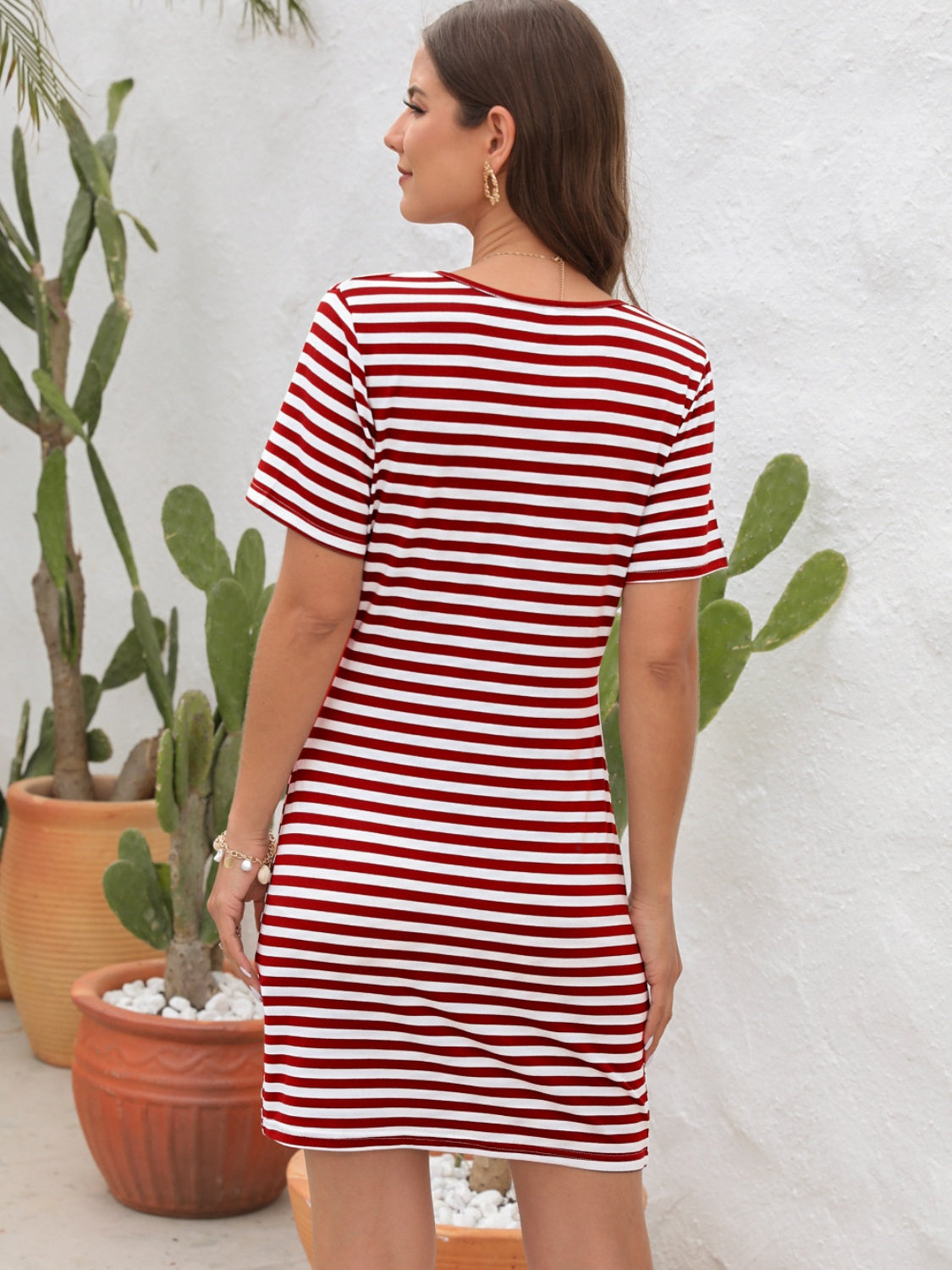 The Cutout Striped Round Neck Dress