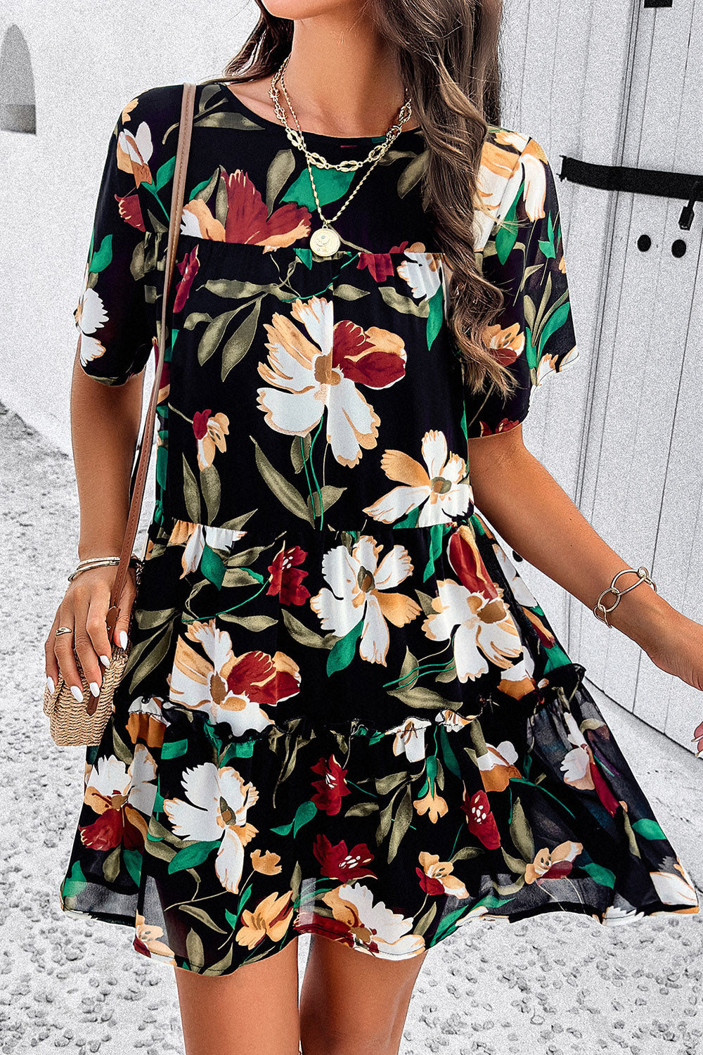 The Floral Printed Tie Back Mini Dress