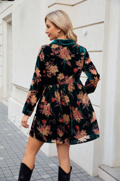 The Floral Button Up Collared Neck Shirt Dress