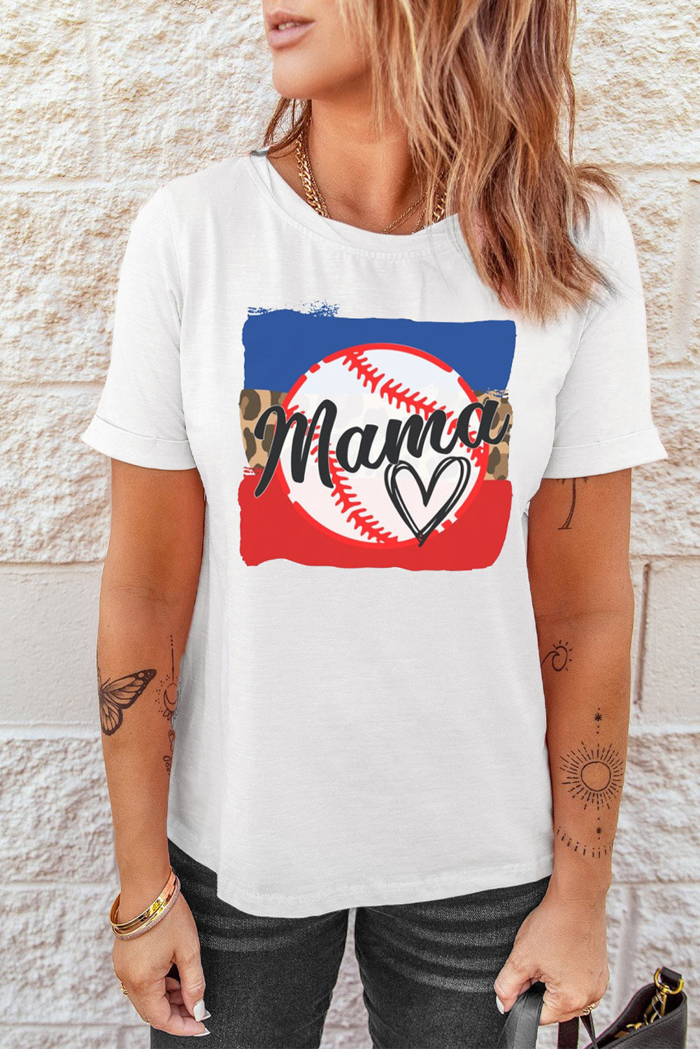 The Baseball MAMA Round Neck T-Shirt