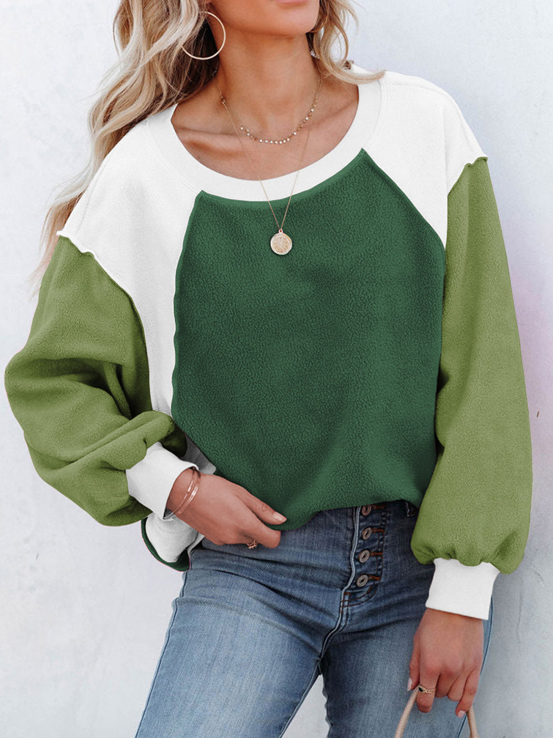 The Earthy Color Block Exposed Seam Sweatshirt