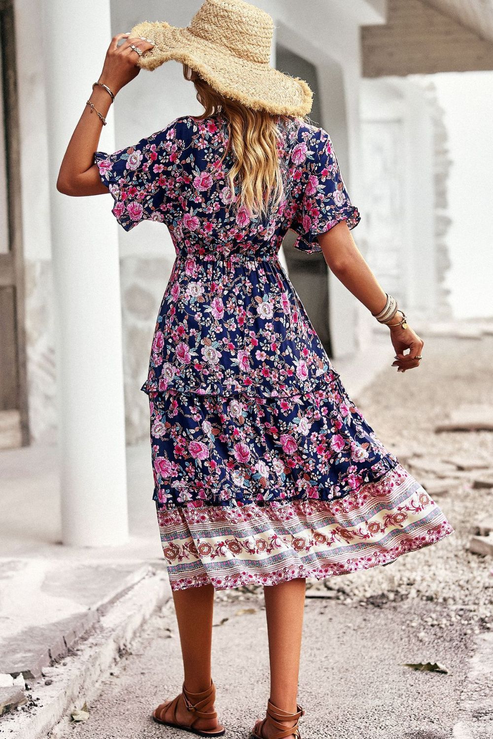 The Boho Drawstring Midi Dress