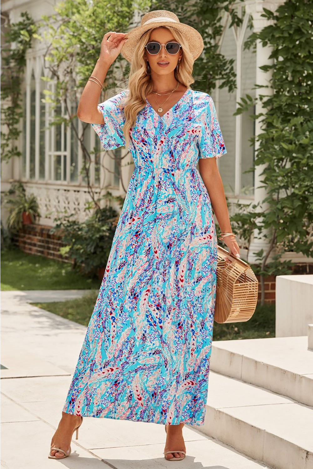 The Multicolored V-Neck Maxi Dress