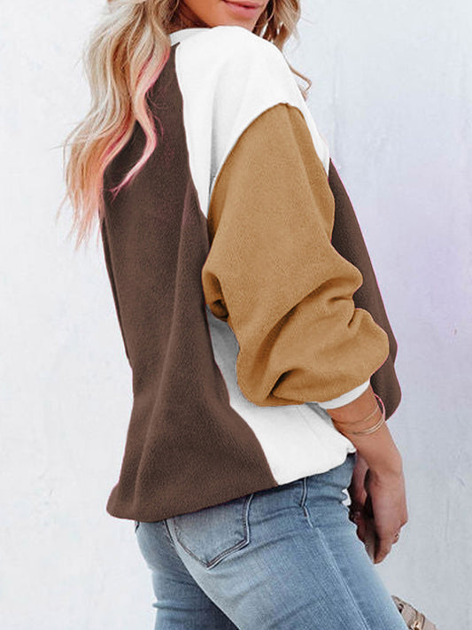 The Earthy Color Block Exposed Seam Sweatshirt