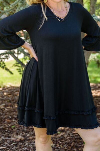 The Perfectly Plus Size Frill Trim Flounce Sleeve Dress