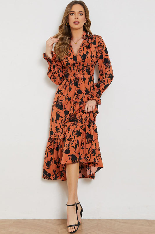 The Orange Flounce Sleeve Dress