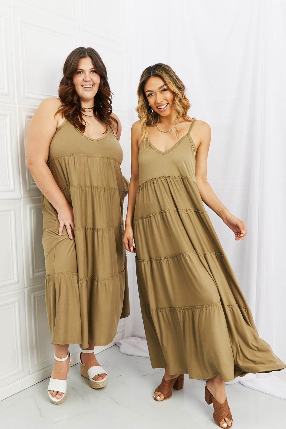 The Khaki Tiered Maxi with Pockets