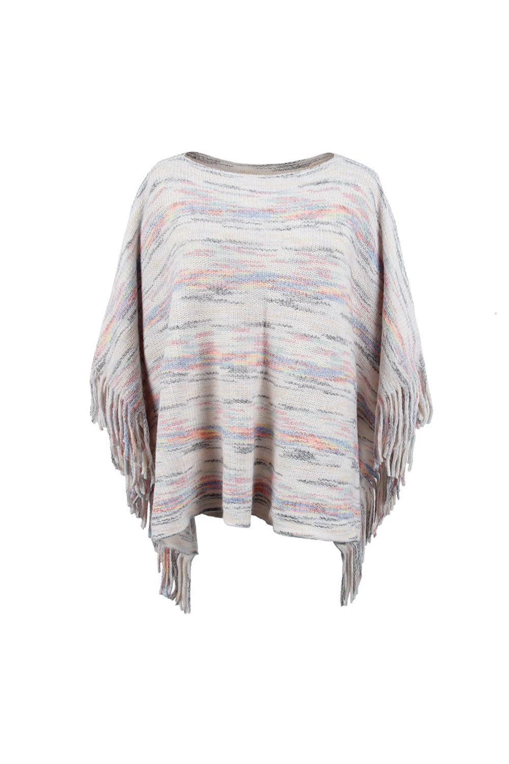 The Round Neck Fringe Detail Sleeve Poncho