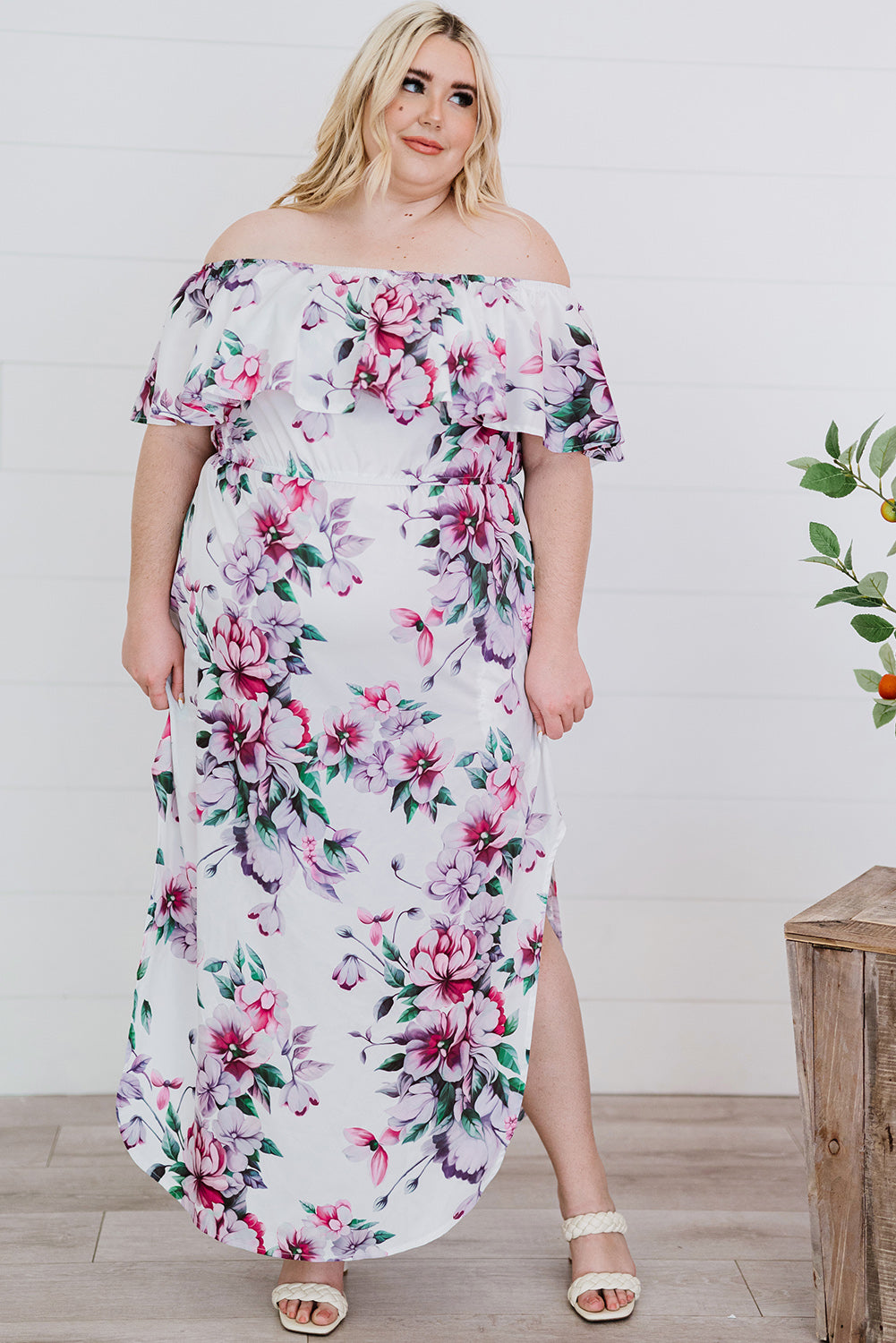 The Flutter Floral Off-Shoulder Layered Dress