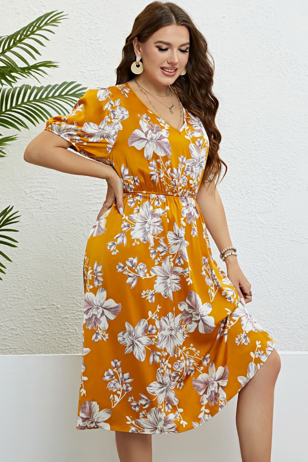 The Perfectly Plus Size Honey Floral Dress