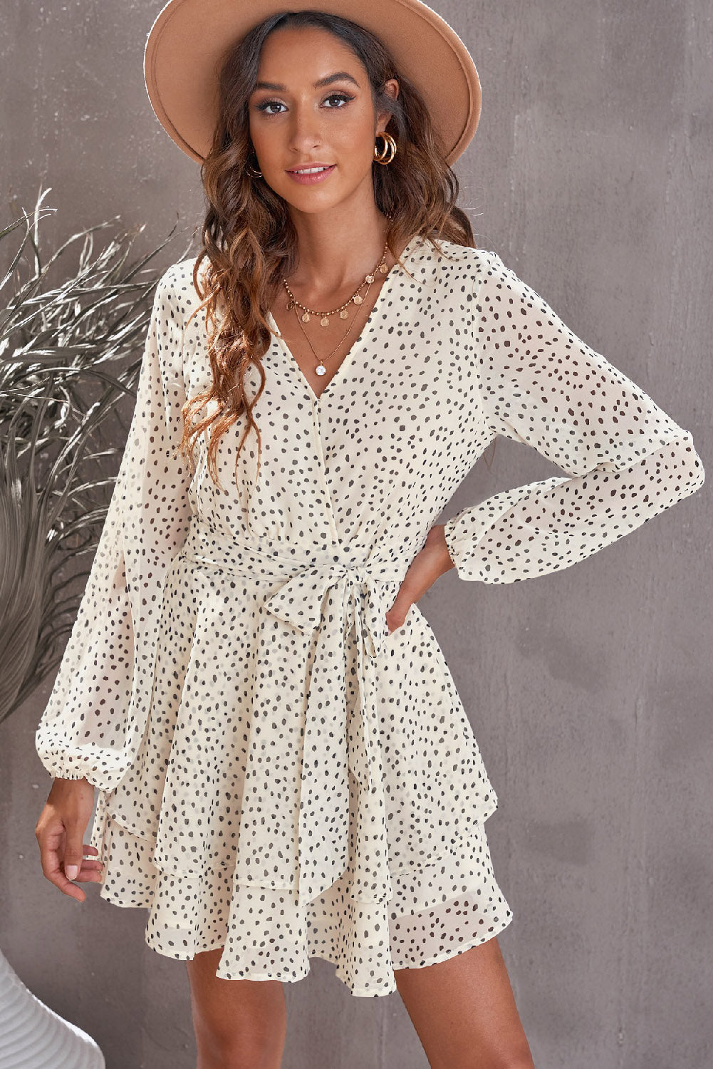 The Ivory Tied Polka Dot Layered Dress