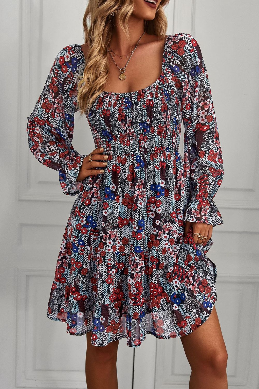 The Flounce Sleeve Square Neck Dress