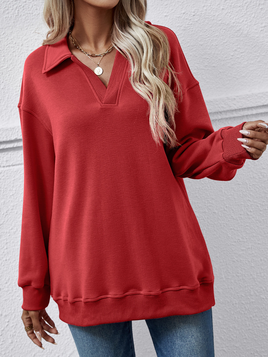 The Collared Neck Dropped Shoulder Sweatshirt