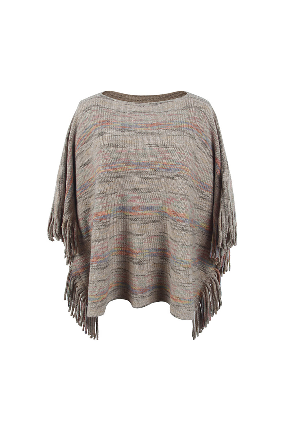 The Round Neck Fringe Detail Sleeve Poncho