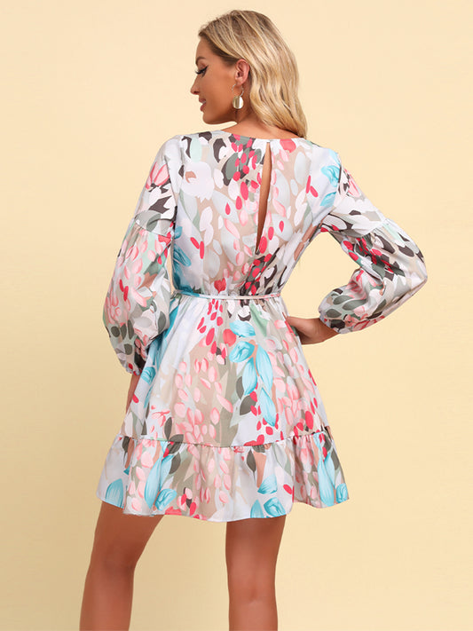 The Multicolor Puff Sleeve Spring Dress