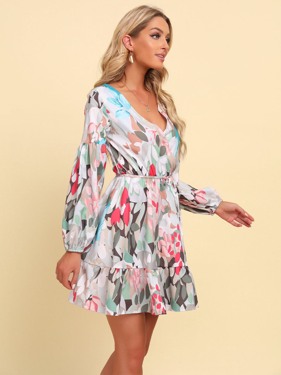 The Multicolor Puff Sleeve Spring Dress