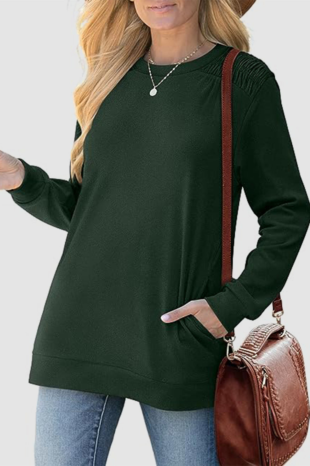 The Ruched Round Neck Sweatshirt