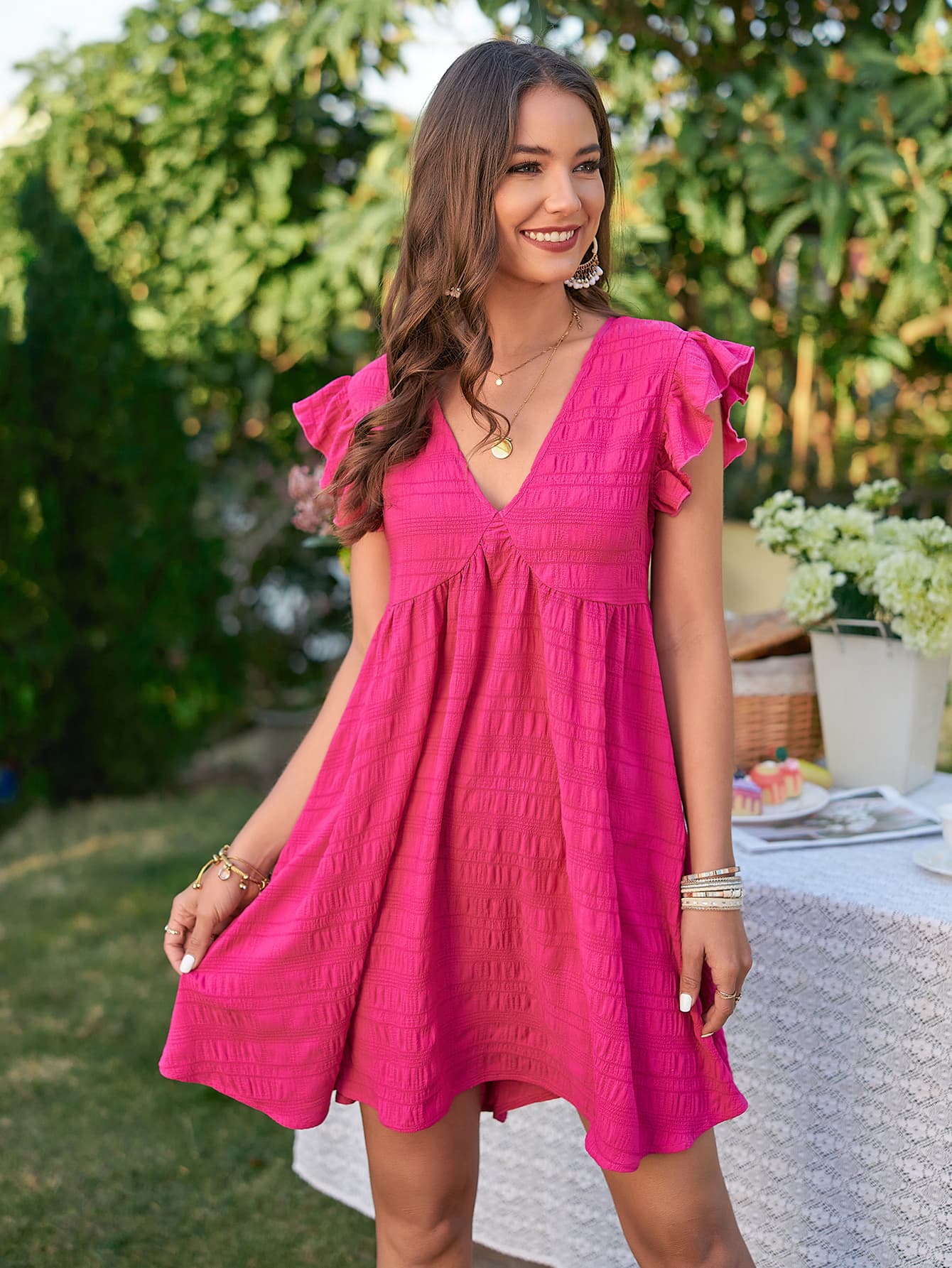 The Perfect Pink Flutter Sleeve Dress