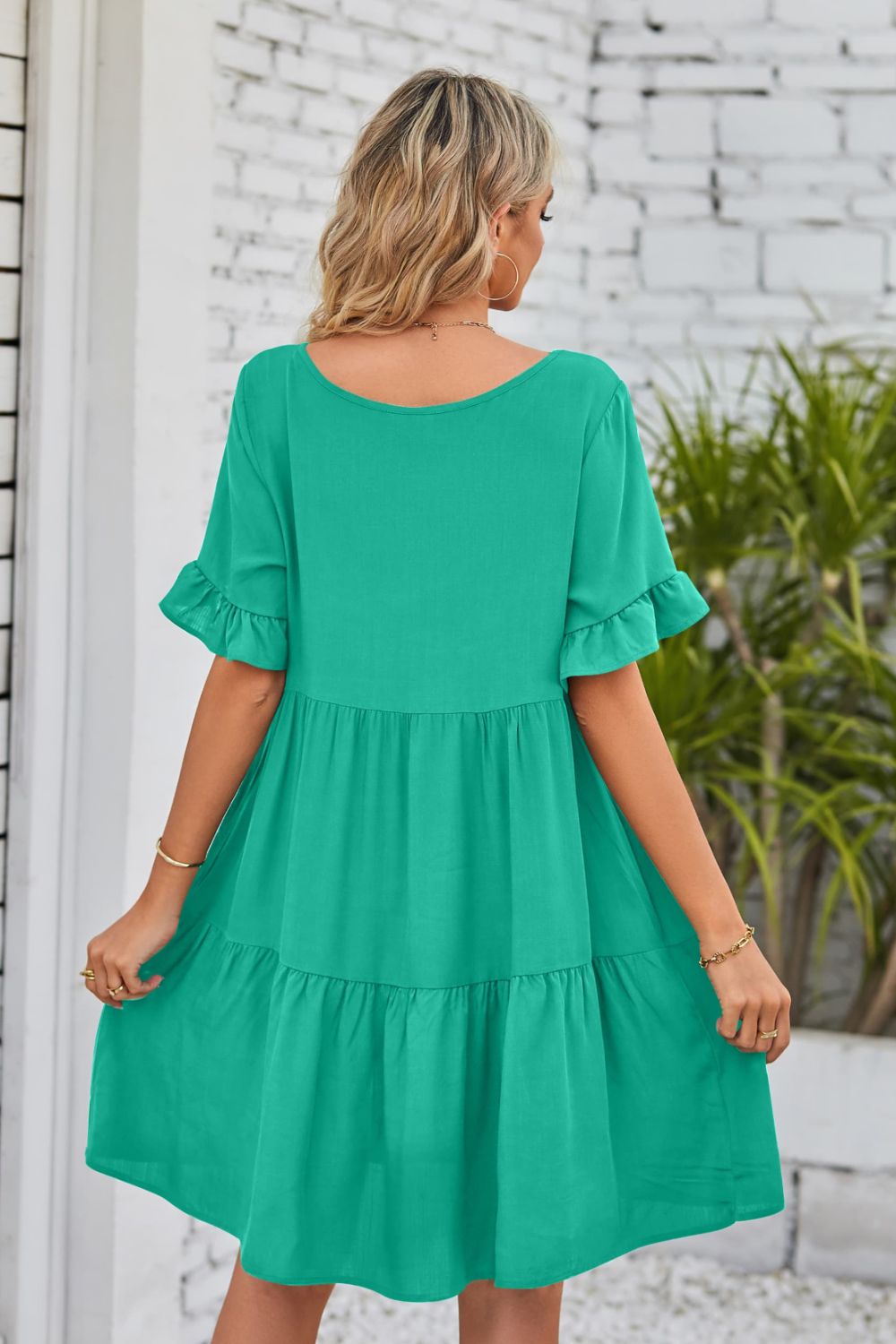 The Flowy Flounce Sleeve Tiered Dress