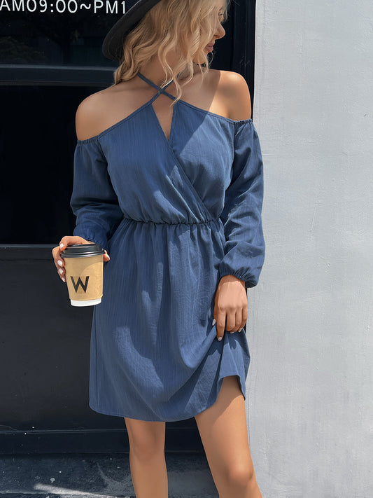 The Cold-Shoulder Crisscross Mini Dress