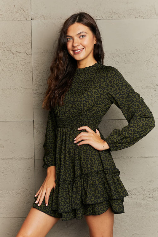 The Leopard Smock Waist Dress