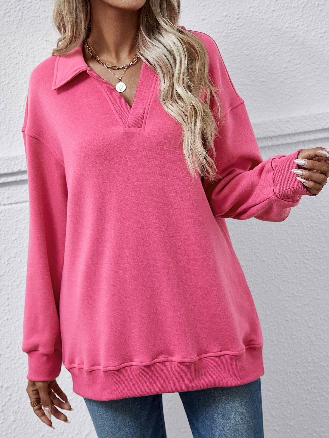 The Collared Neck Dropped Shoulder Sweatshirt