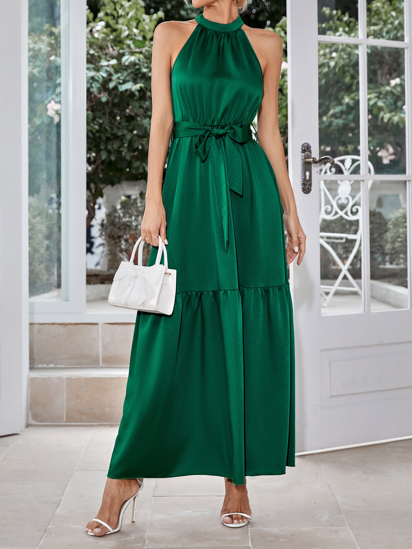 The Bold Belted Grecian Maxi Dress