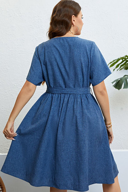 The Perfectly Plus Size Dusty Blue Tie Dress