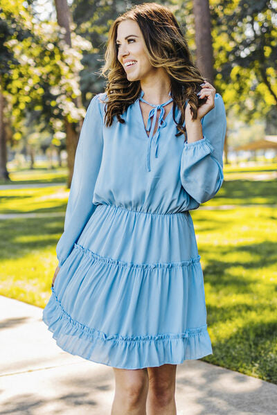 The Tie Neck Balloon Sleeve Dress