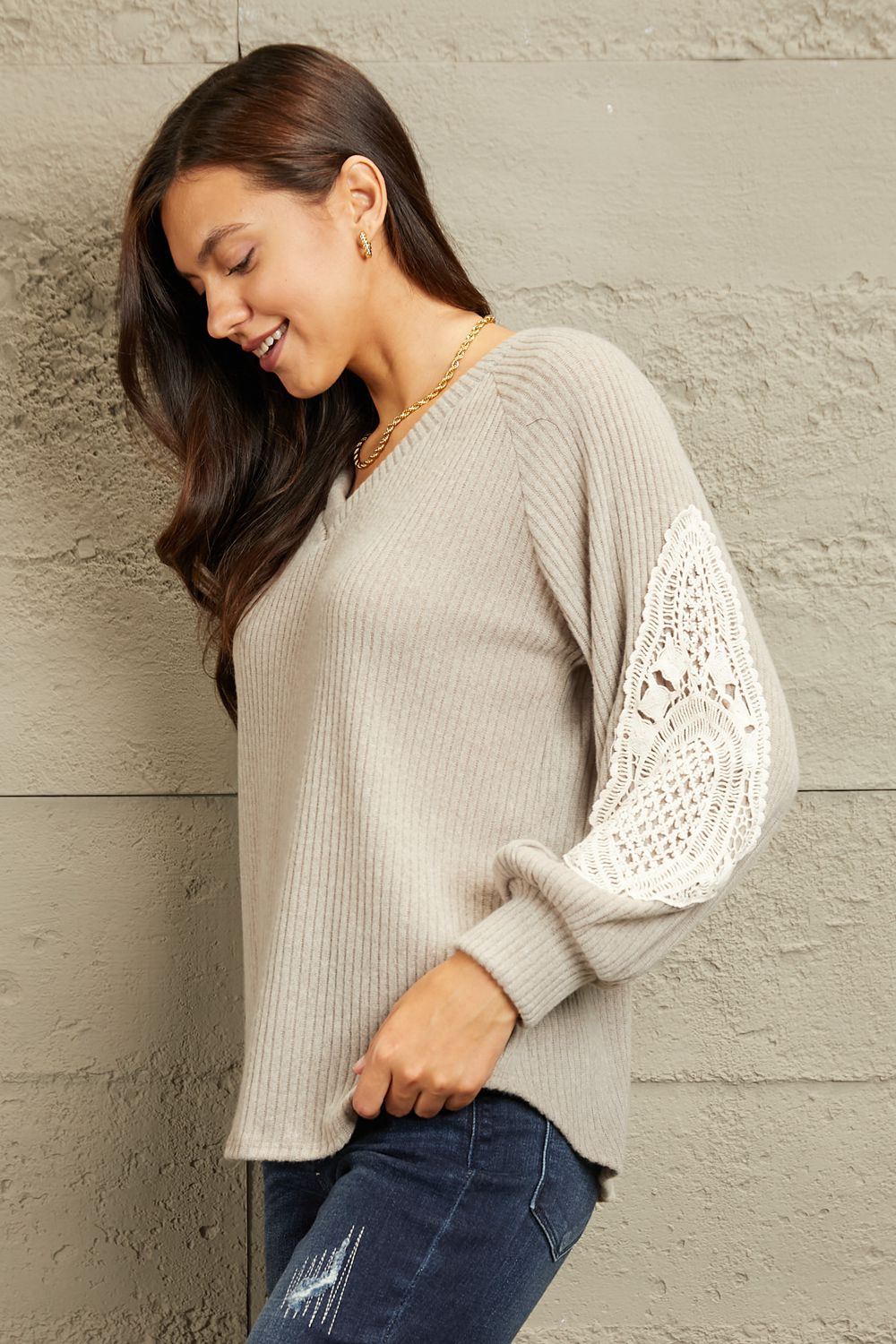 The Lace Patch Detail Sweater