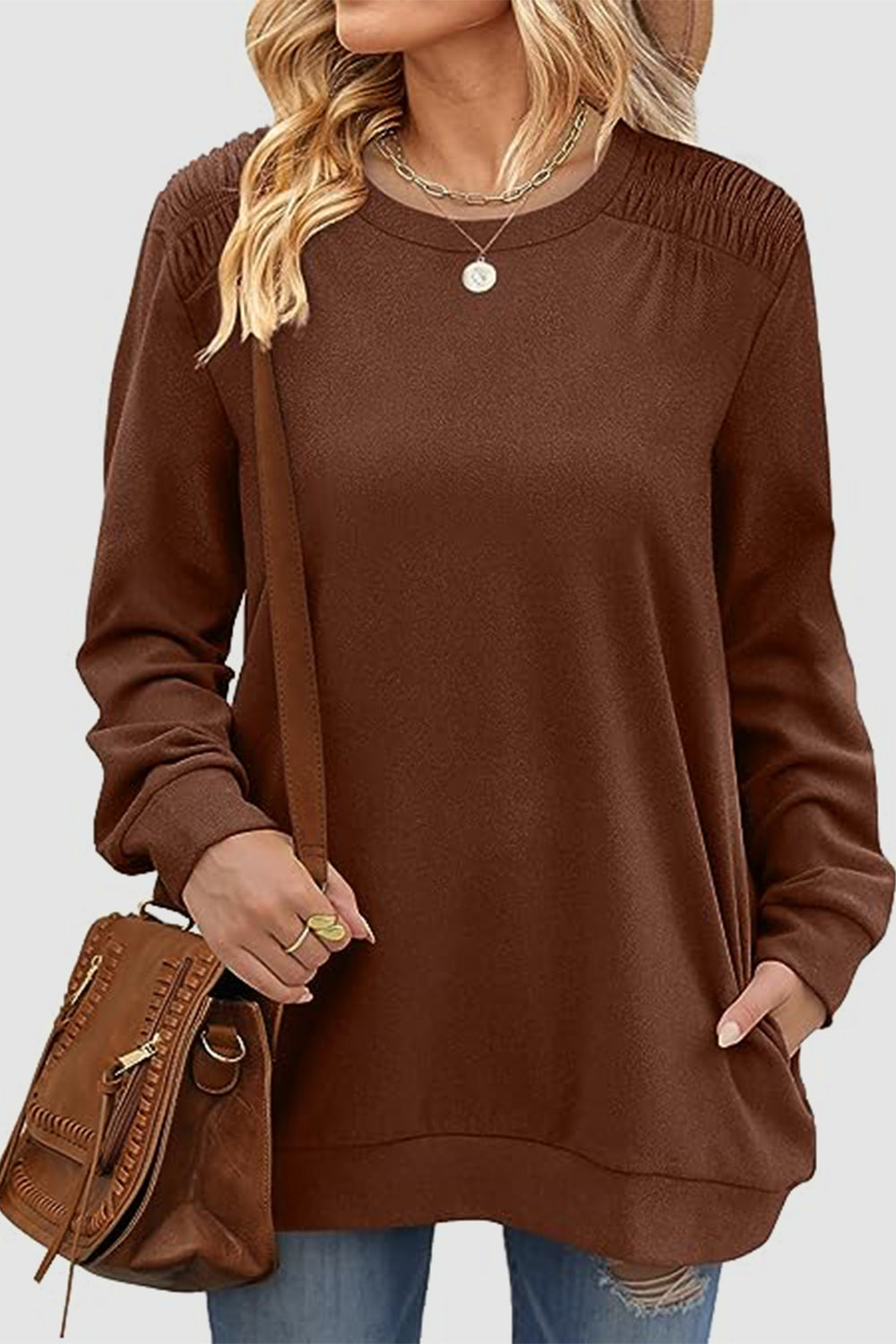 The Ruched Round Neck Sweatshirt