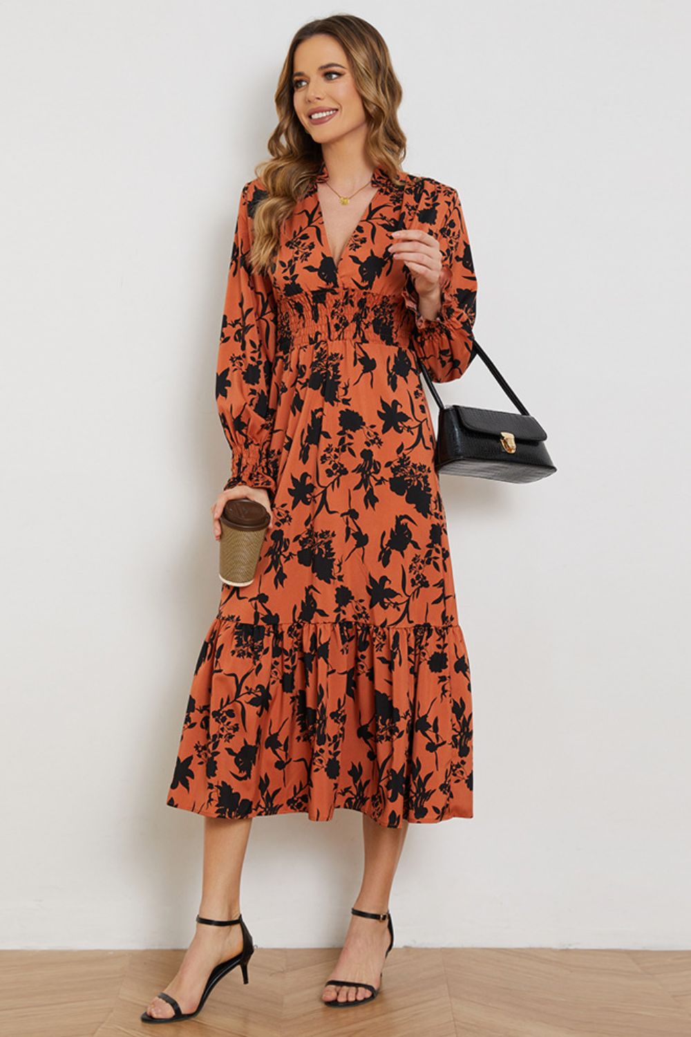 The Orange Flounce Sleeve Dress