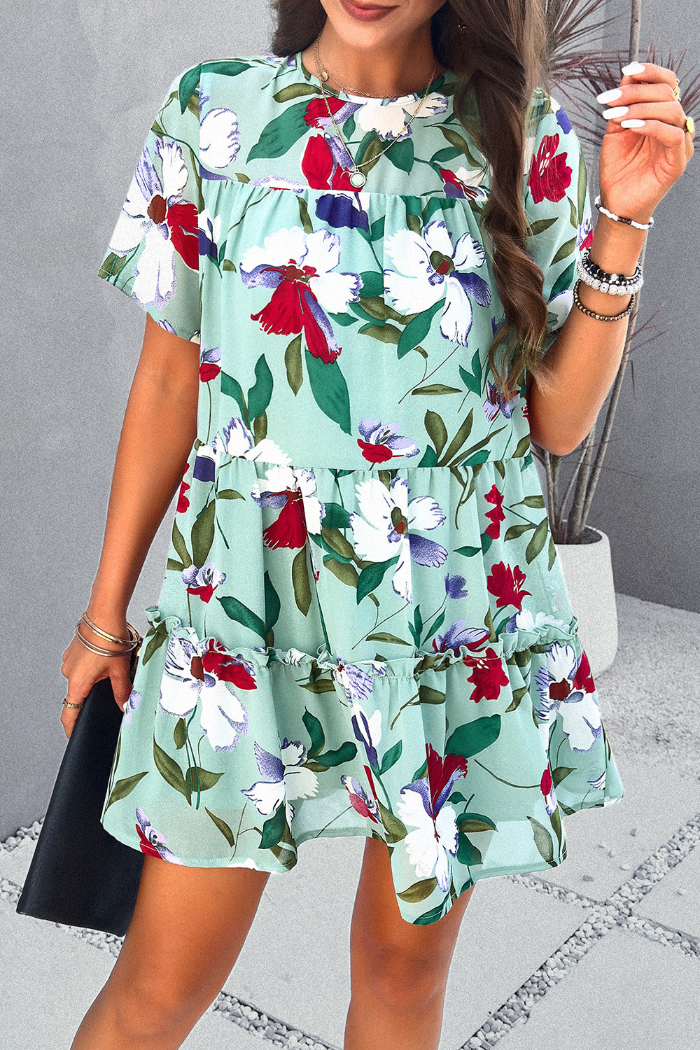 The Floral Printed Tie Back Mini Dress