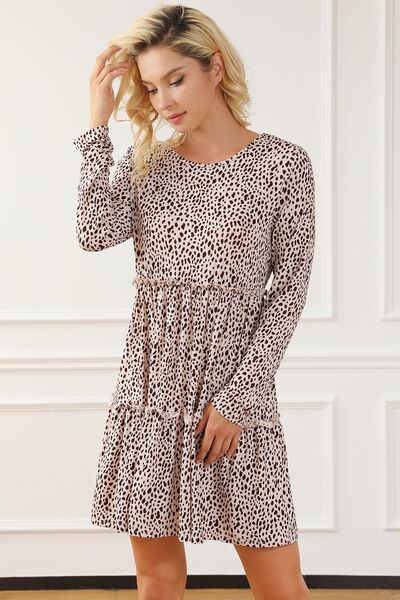 The Frill Printed Round Neck Dress