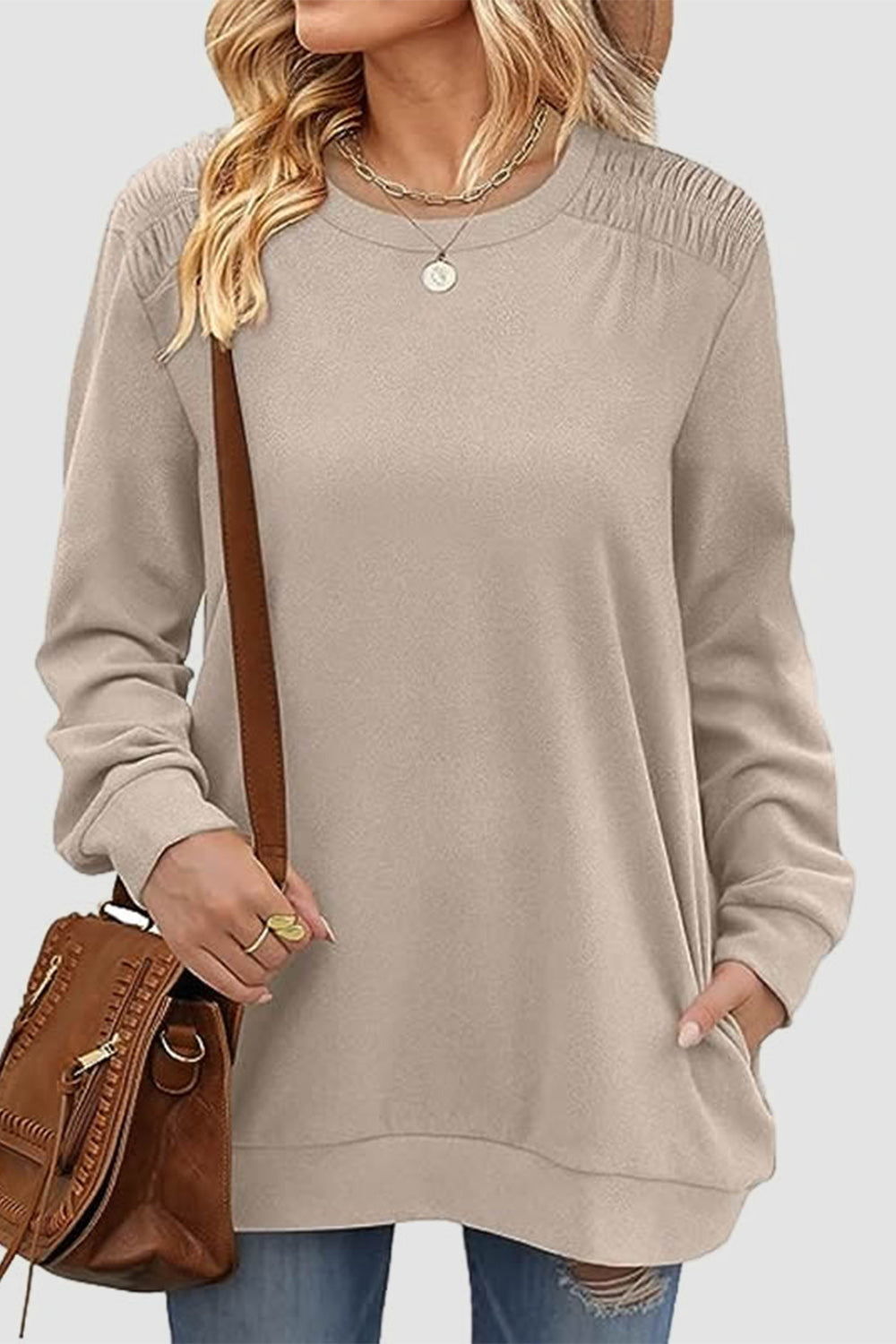 The Ruched Round Neck Sweatshirt