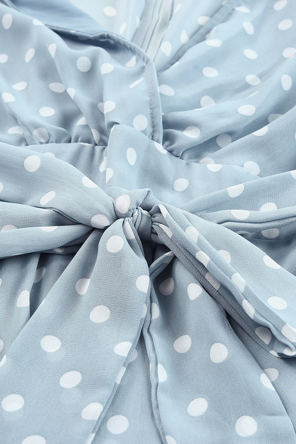 The Misty Blue Polka Dot Balloon Sleeve Dress