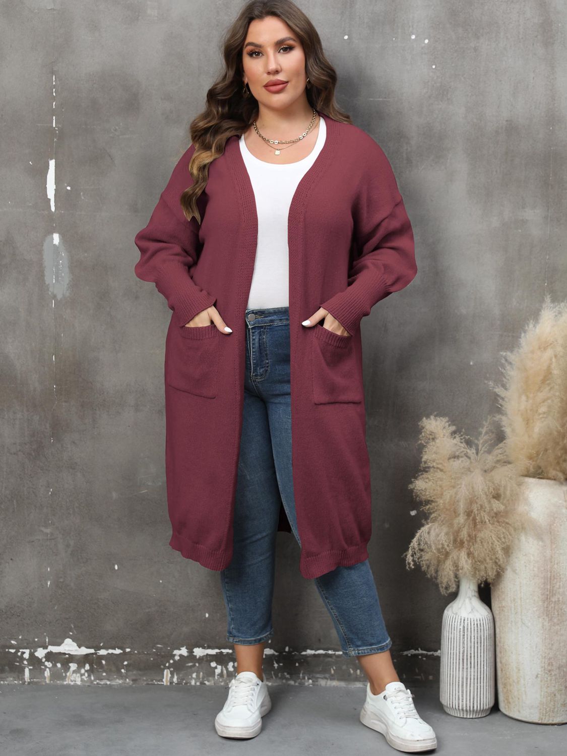 The Perfectly Plus Size Pocketed Cardigan