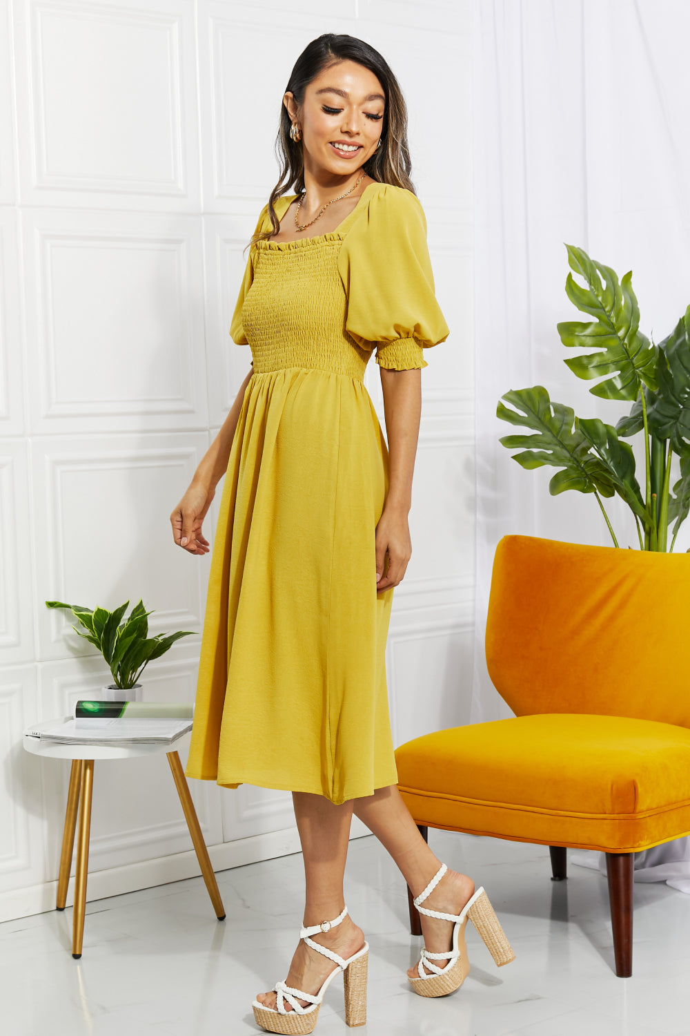 The Love You Forever Square Neck Midi Dress