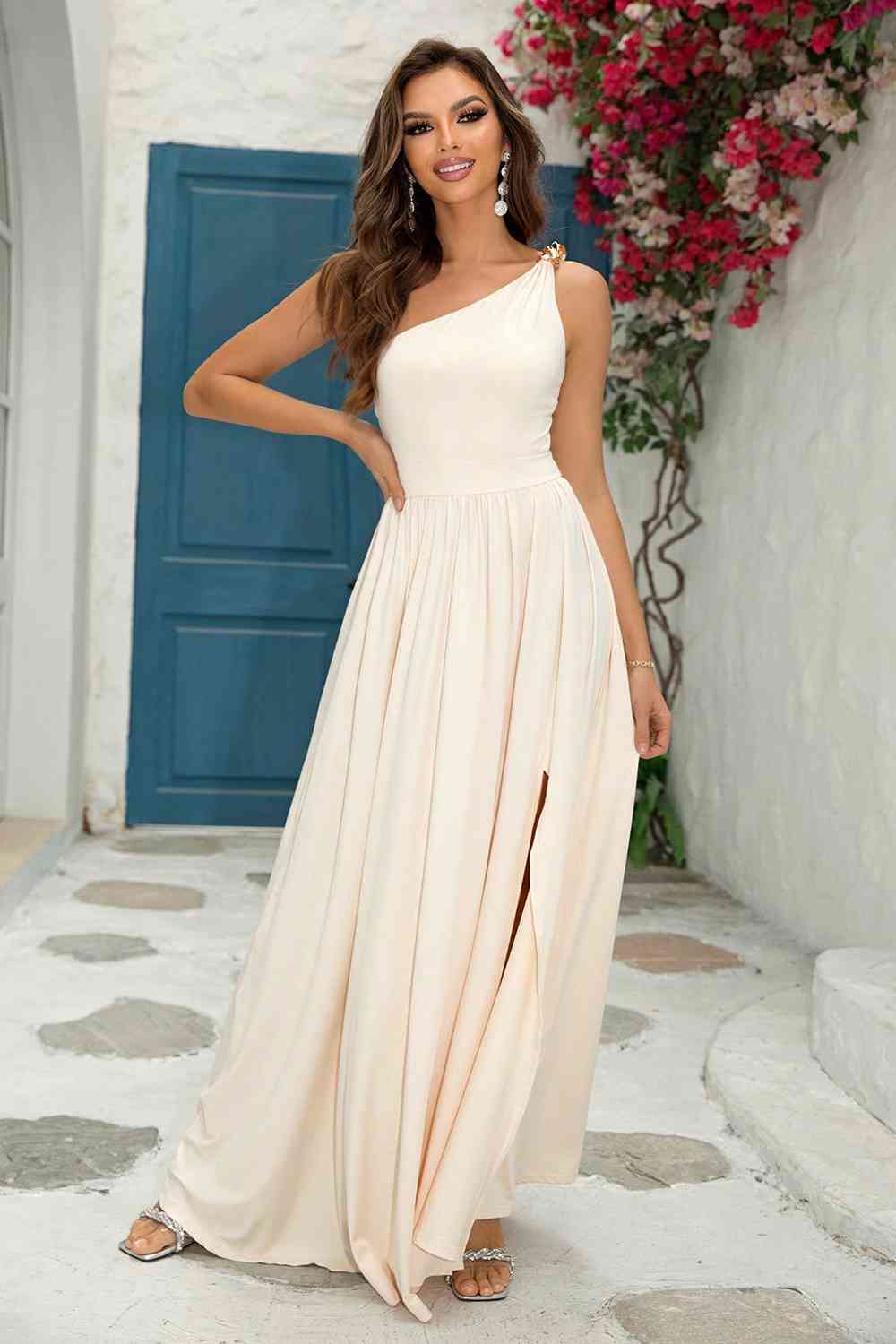 The One-Shoulder Split Maxi Dress