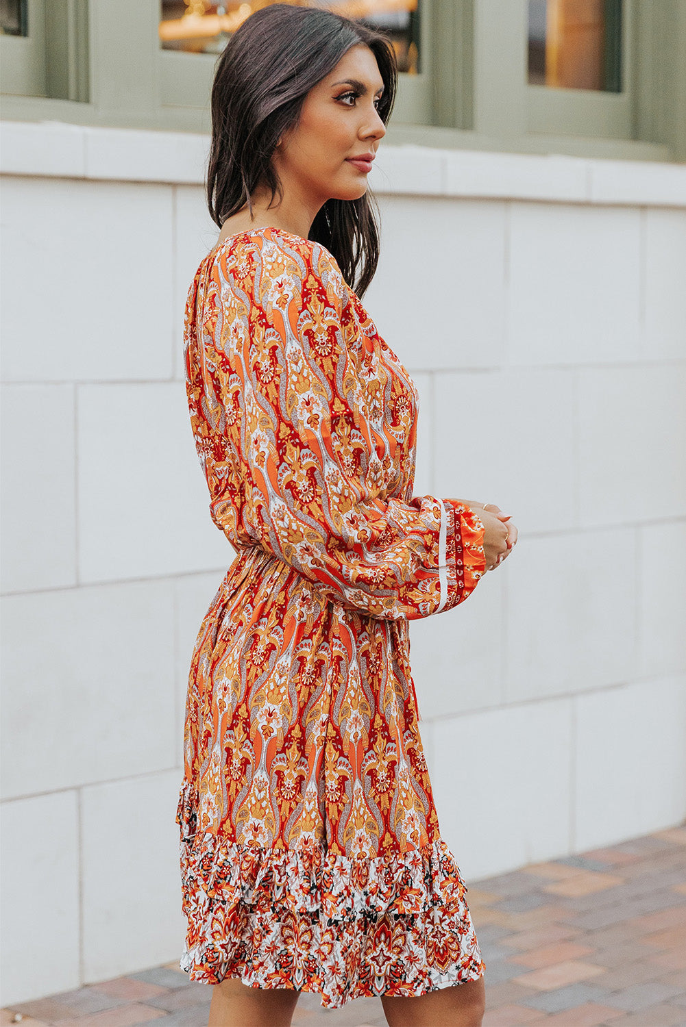 The Boho Balloon Sleeve Tassel Tie Dress