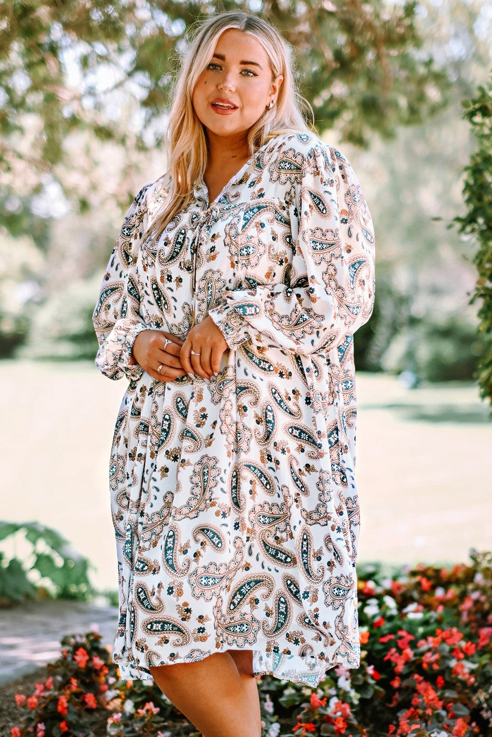 The Paisley Print Puff Sleeve Dress