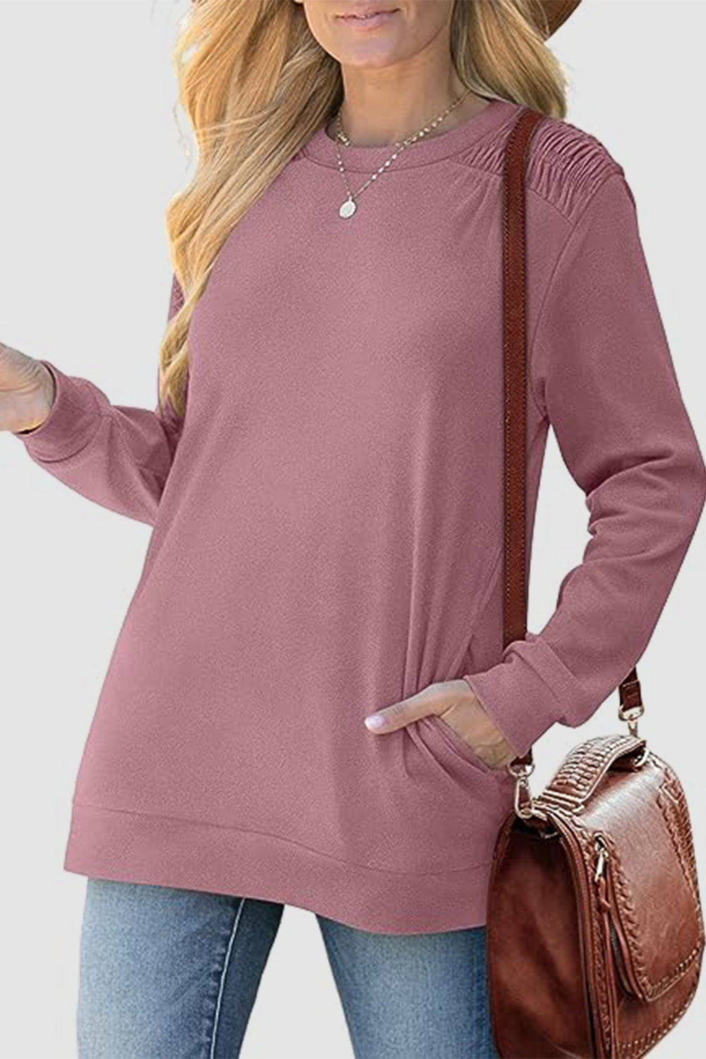 The Ruched Round Neck Sweatshirt