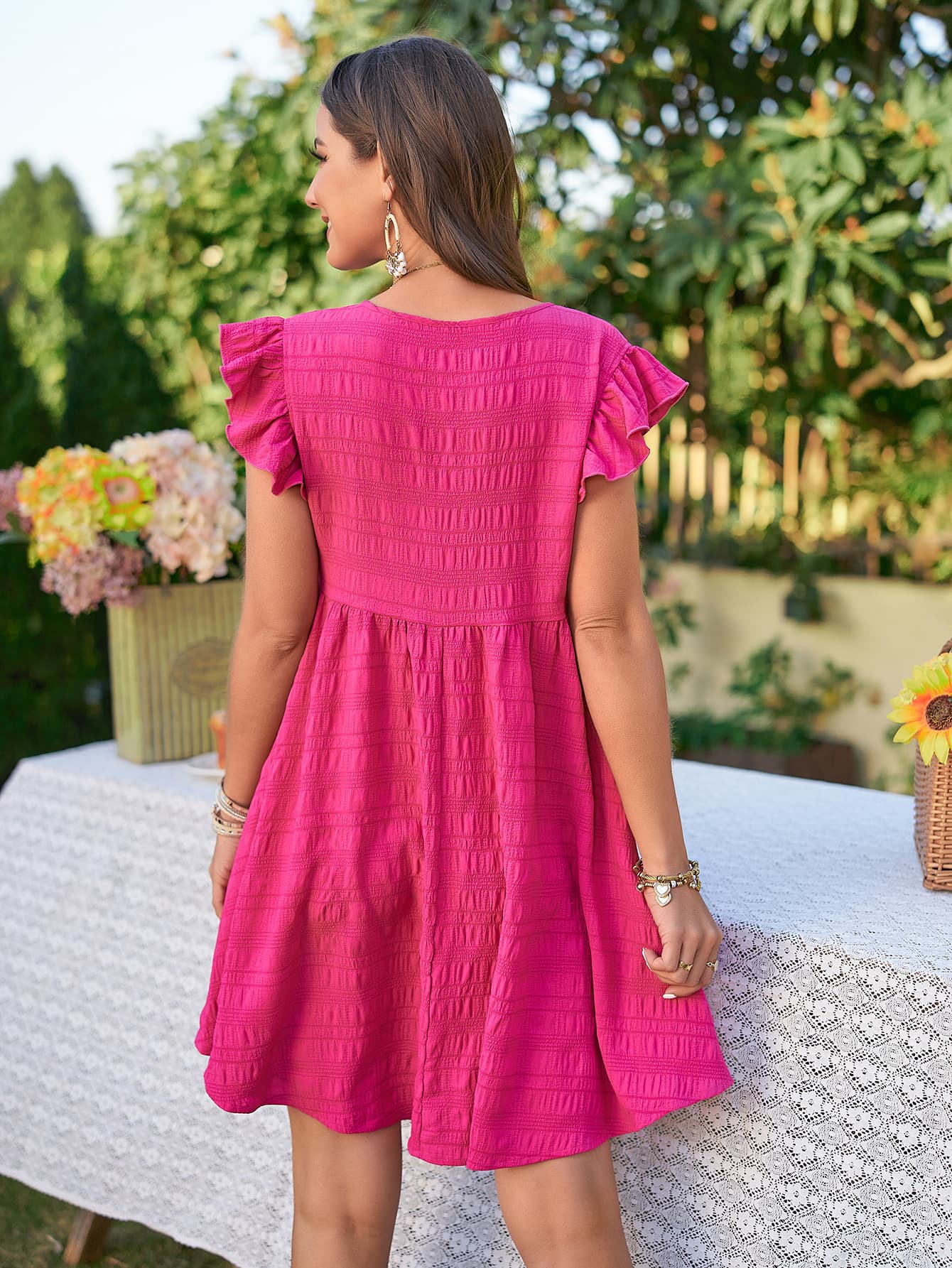 The Perfect Pink Flutter Sleeve Dress